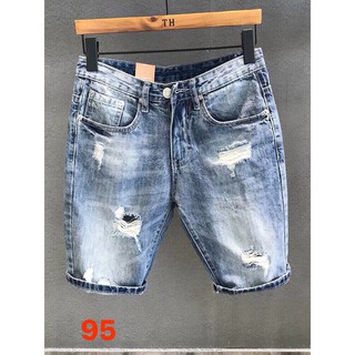 SHORT JEAN NAM MÀU XANH NHẠT PHỐI RÁCH THOẢI MÁI ẤN TƯỢNG VÀ PHONG CÁCH