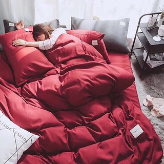 BỘ CHĂN GA GỐI COTTON HÀN QUỐC TICI MÀU ĐỎ SIÊU SANG