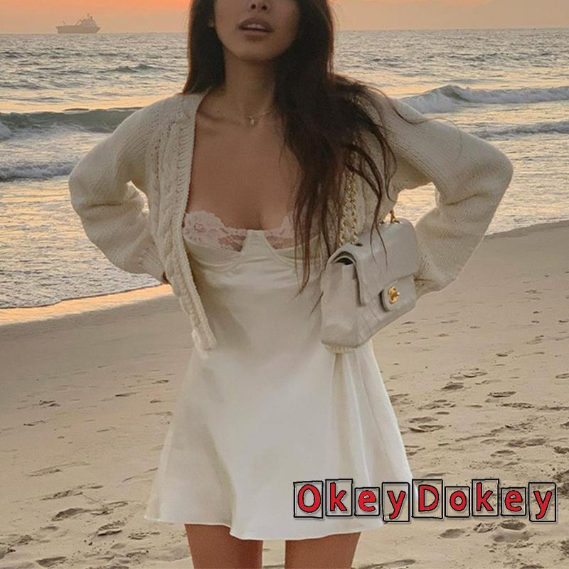 Đầm Hai Dây Phối Ren Hở Lưng Gợi Cảm Cho Nữ