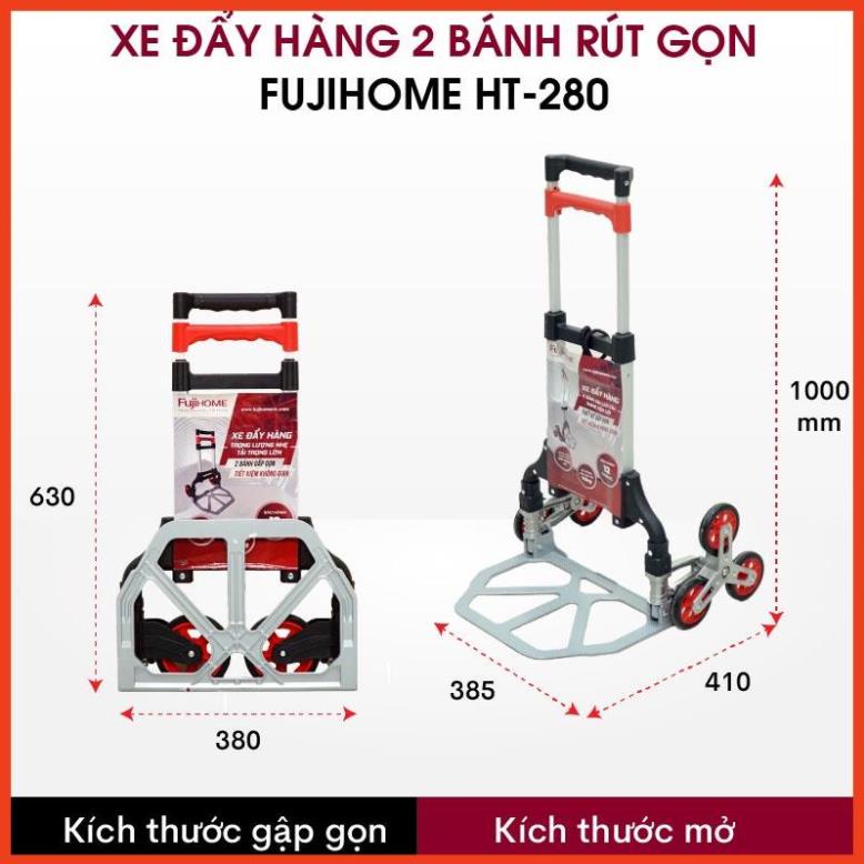 Xe đẩy hàng gấp gọn 2 bánh chở hàng FUJIHOME HT-280 80kg Nhật Bản, xe kéo hàng gấp gọn nhẹ siêu thị đa năng mini