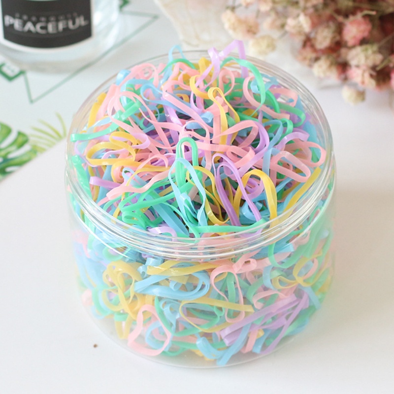 Hộp 1000 Dây Buộc Tóc Cao Su Mini Co Giãn Nhiều Màu Sắc Cho Bé Gái