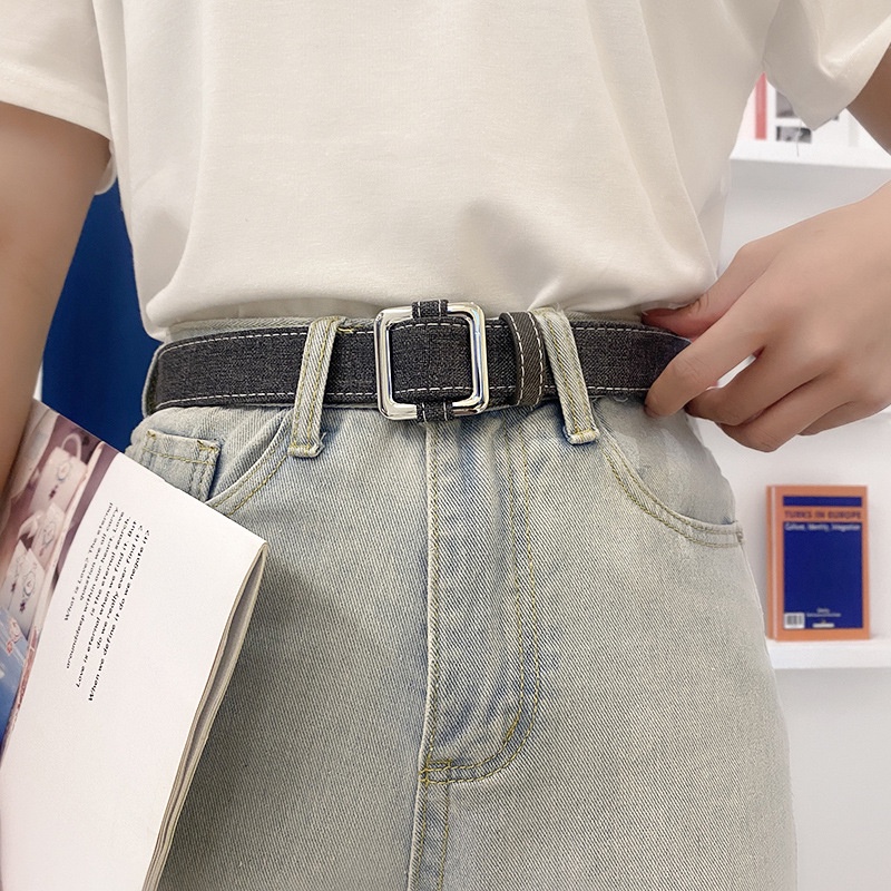 Phong cách Hàn Quốc Thắt lưng vải không đục lỗ đơn giản dị cho nữ