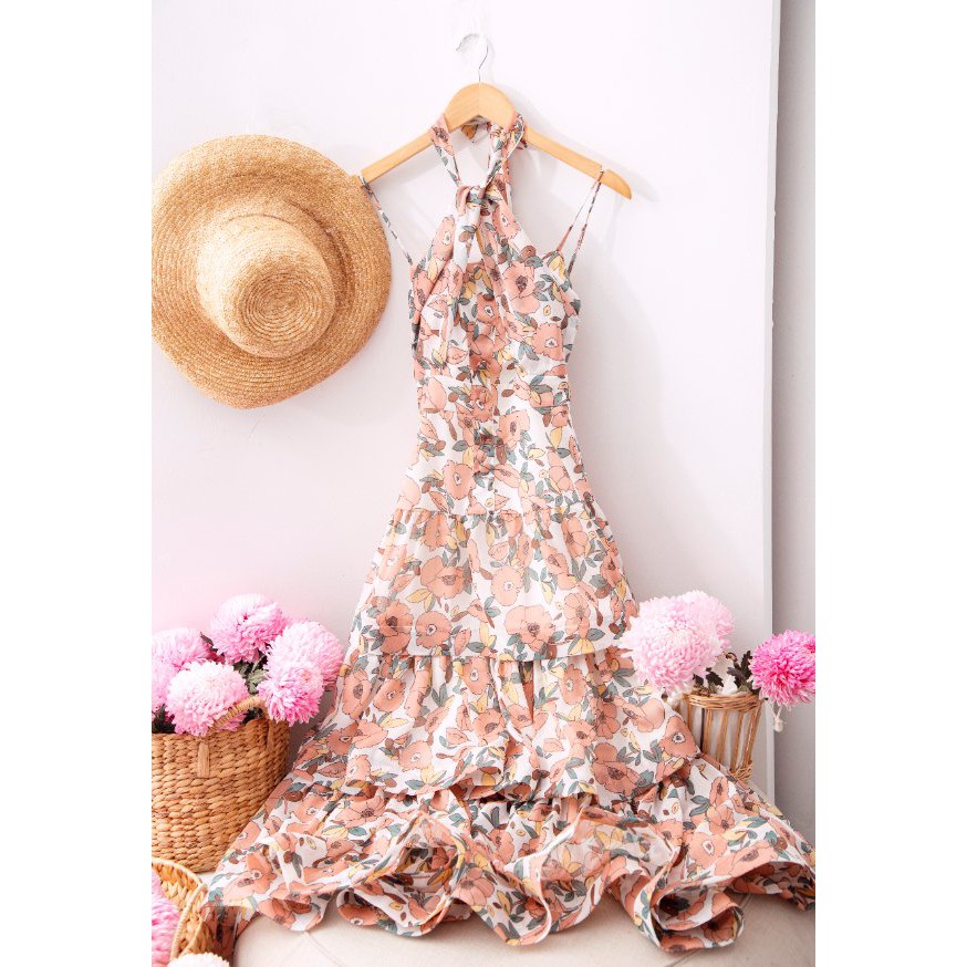 SÒ VINTAGE - GENY Đầm yếm hoa phối nhiều tầng | BigBuy360 - bigbuy360.vn