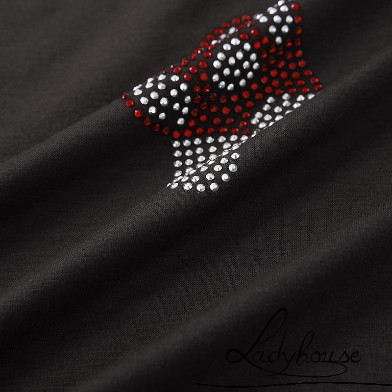 Áo thun croptop tay ngắn cổ chữ V đính đá thời trang dành cho nữ