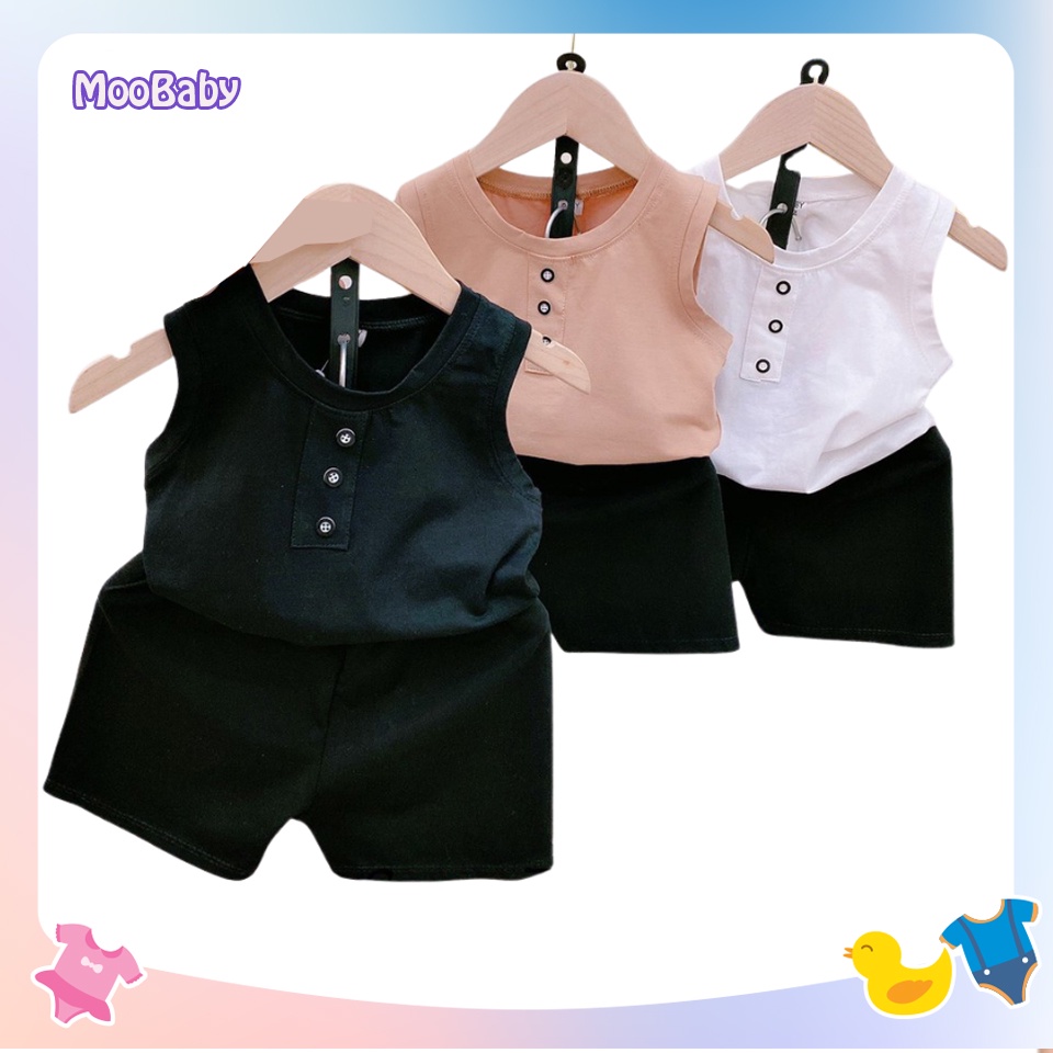 Bộ Ba Lỗ Cúc Bé Trai MOOBABY,Bộ Sát Nách Chất Cotton 4C Cao Cấp Cho Bé Từ 6-18Kg