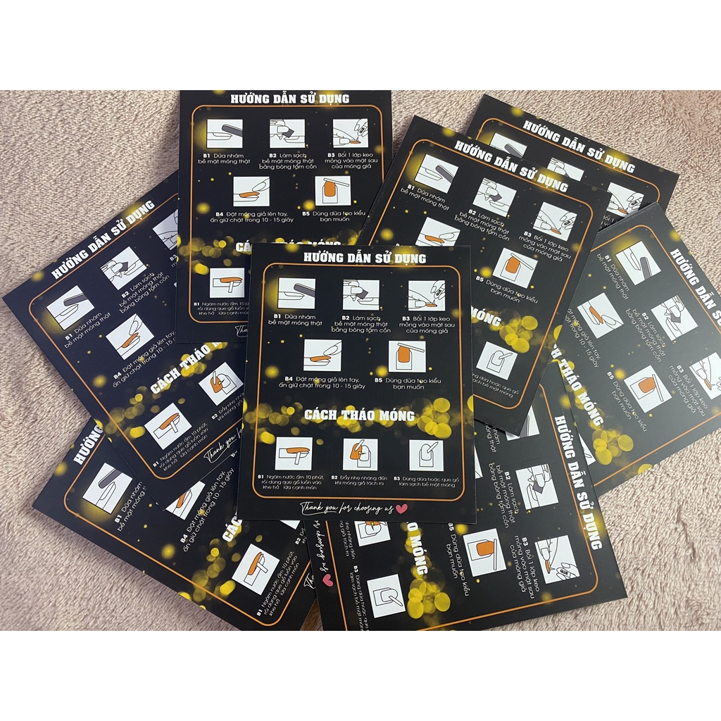 Tag Gắn Móng Tay, Tag NailBox, Thẻ Gắn Móng Tay Giả, Bìa Nail Box, Thẻ NailBox KT11x9cm in 2 mặt Giấy C300