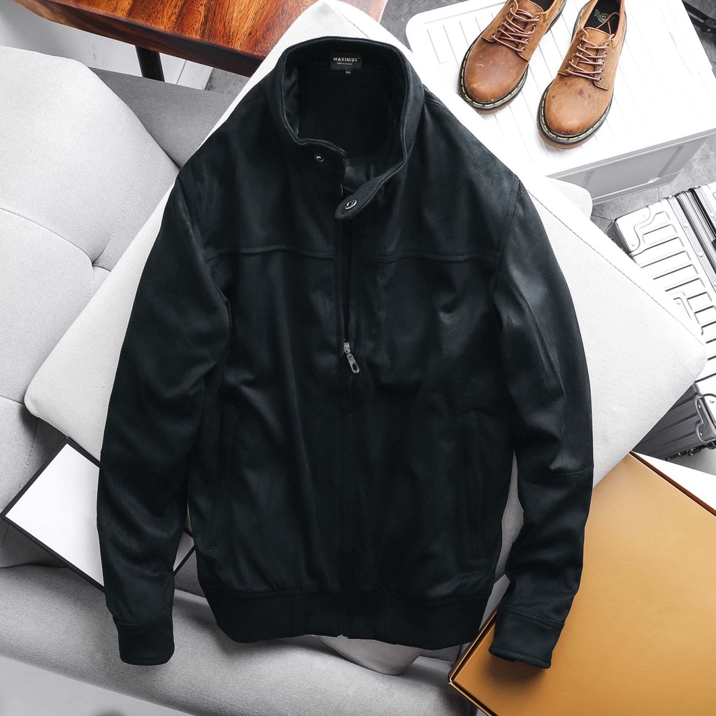 Áo Khoác Da Lộn Cổ Trụ Maximus - BIGG thời trang nam có big size đến 145kg