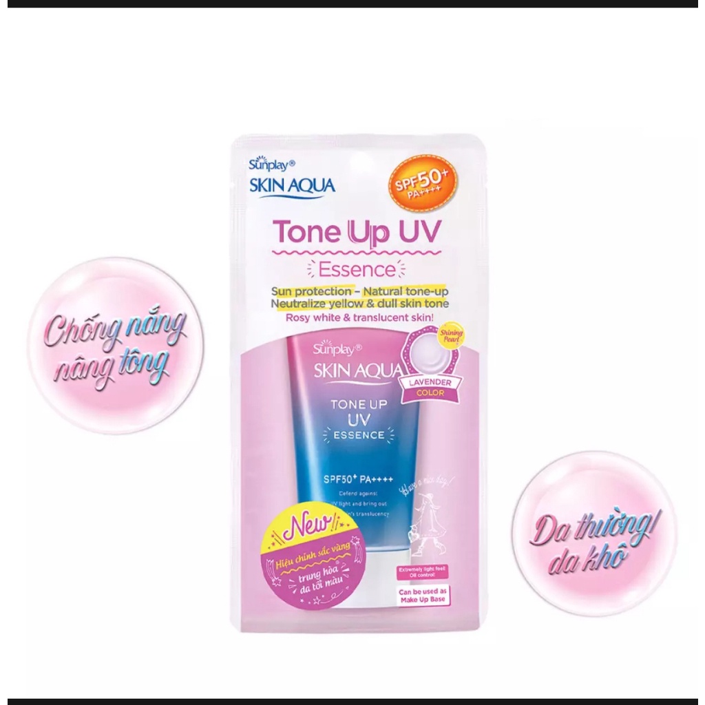 [Chính Hãng] Kem chống nắng nâng tông dành cho da thường, khô Sunplay Skin Aqua Tone Up UV Essence Lavender SPF50+ PA+++