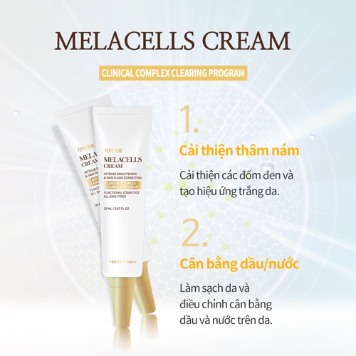 Cao nám trắng da chứa Glutathione và nhân sâm Melacells Cream 20ml