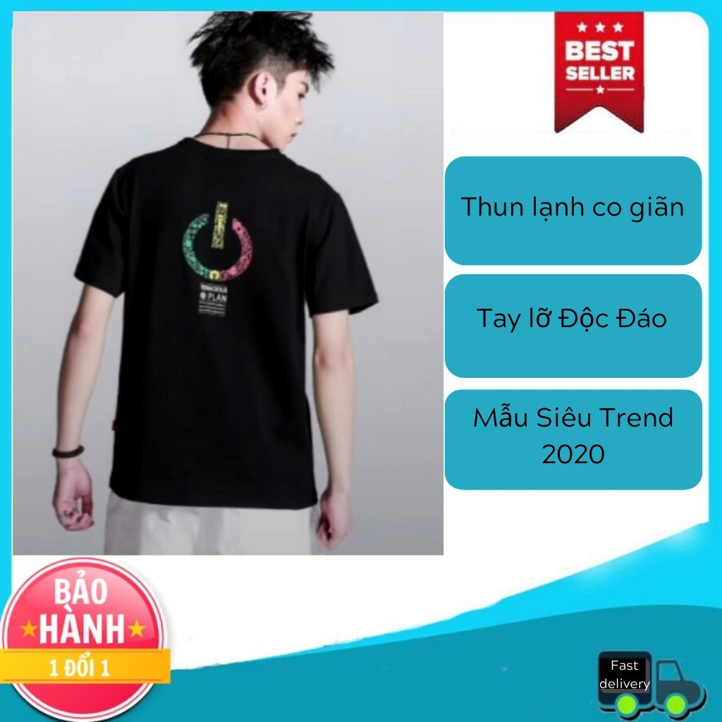 Áo Thun Nam AD04 cotton lạnh Tay Lỡ Form Rộng FULL SIZE Đen Nút Nguồn Trẻ Trung Cá Tính Thời Trang TG(44-70KG) | BigBuy360 - bigbuy360.vn