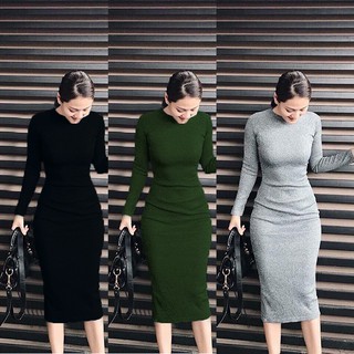 Váy body ✿ freeship ✿ đầm nữ len tăm siêu tôn dáng tay dài dam0015
