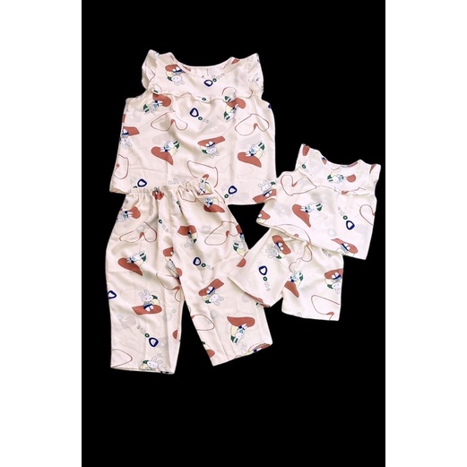 Set lụa mẹ và bé | bộ lửng mẹ 46-70kg