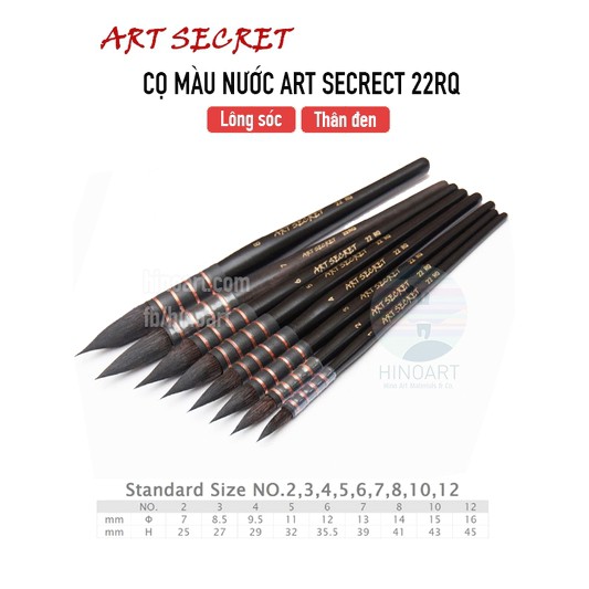 Cọ màu nước lông sóc đầu mop Art Secret 22RQ (size 0/1/2/3/4/6)