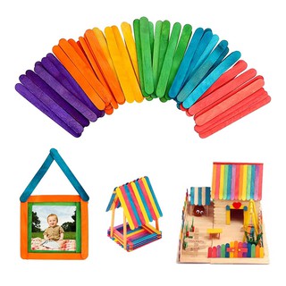 Bịch 50 que kem gỗ màu dài 11.5cm