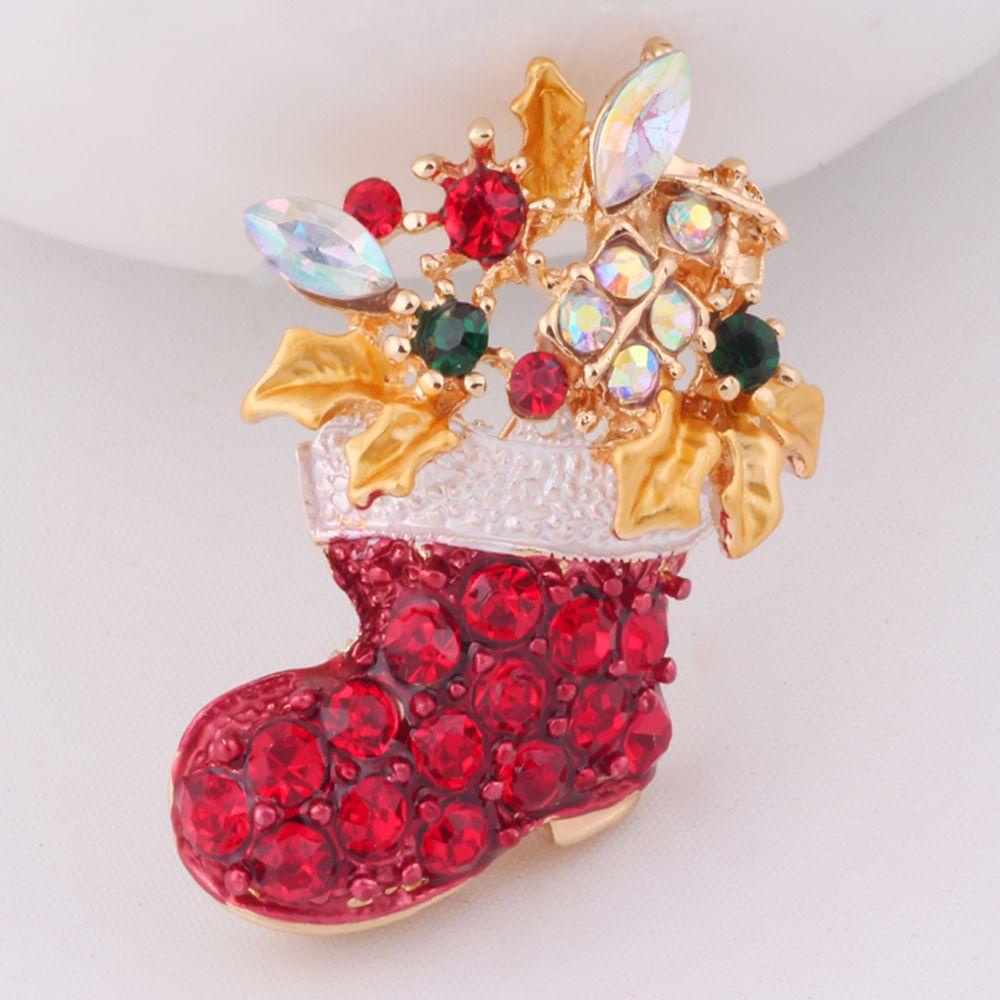 Trâm Cài Áo Hình Giày Bốt Ông Già Noel Lấp Lánh