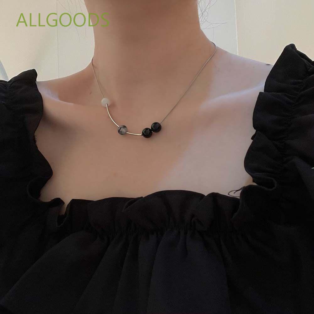 Vòng Cổ Choker Bằng Thép Titan Đính Hạt Opal Nhiều Màu Phong Cách Hàn Quốc Thời Trang Cho Nữ
