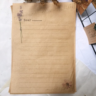 Set 5 tờ giấy viết thư kraft Vintage