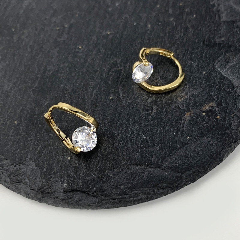 Khuyên Tai Kim Loại Không Đối Xứng Đính Đá Cao Cấp Phong Cách Hàn Quốc