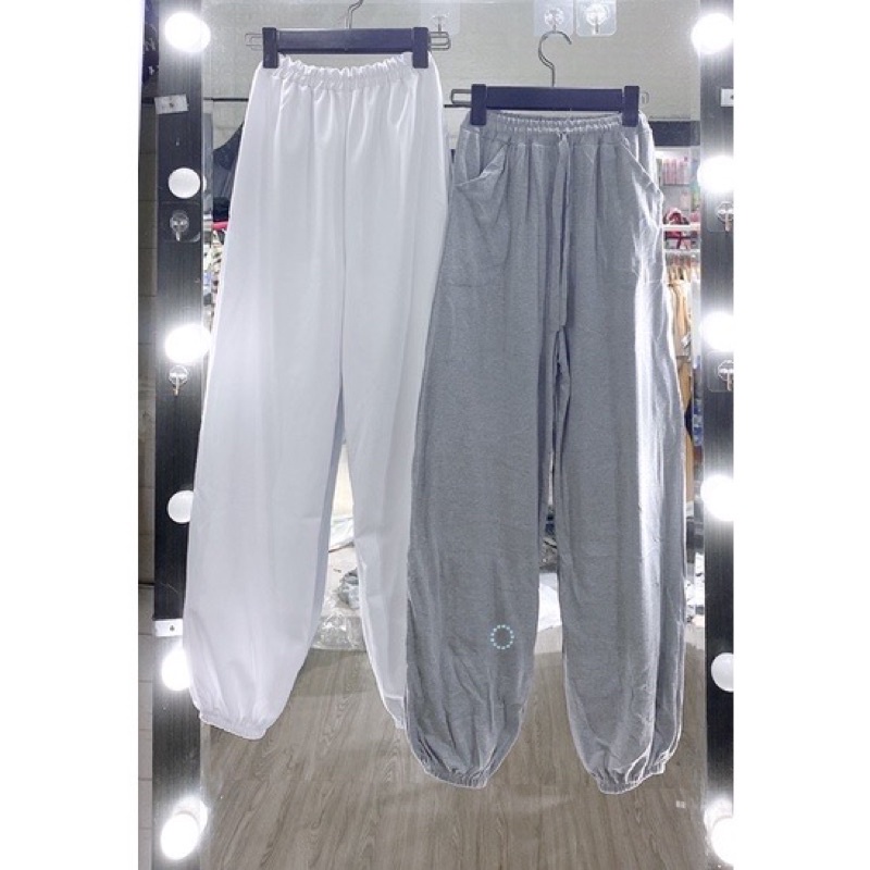 Quần bom chun from thụng đủ màu_Quần jogers nữ trơn dáng thể thao Unisex (kèm ảnh thật)