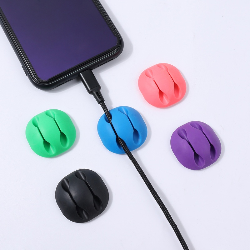1 Kẹp Giữ Dây Cáp Gọn Gàng Bằng Silicon Đa Năng Màu Sắc Ngẫu Nhiên