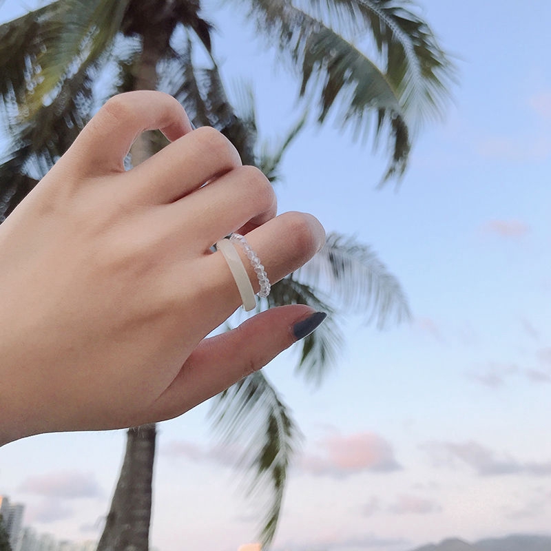 Bộ Hai Nhẫn Acrylic Trong Suốt Màu Kẹo Ngọt 22434