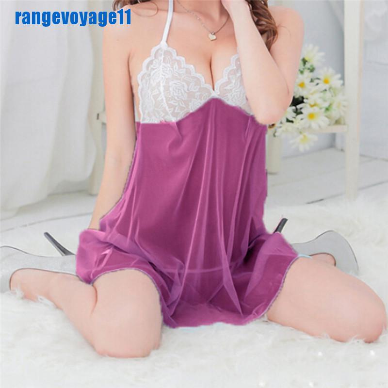 Đầm ngủ phối ren xuyên thấu quyến rũ cho nữ
