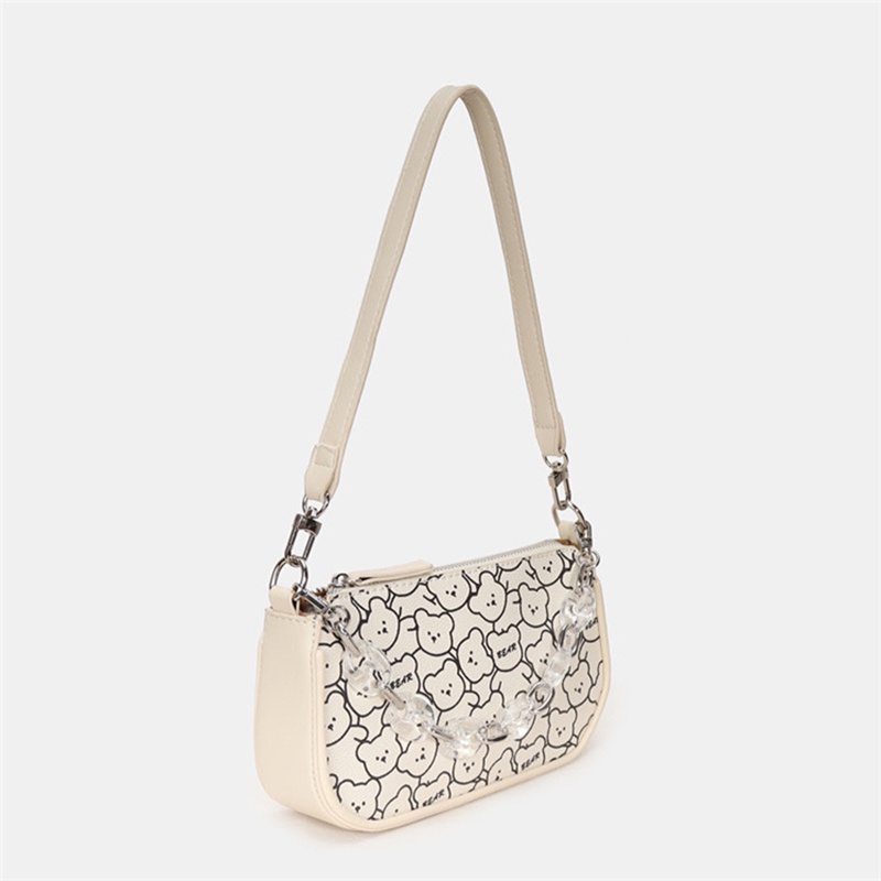 Túi đeo vai họa tiết graffiti phối dây xích acrylic thời trang