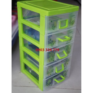 Tủ đựng linh kiện điện tử 5 ngăn 35x18x16cm - xanh lá