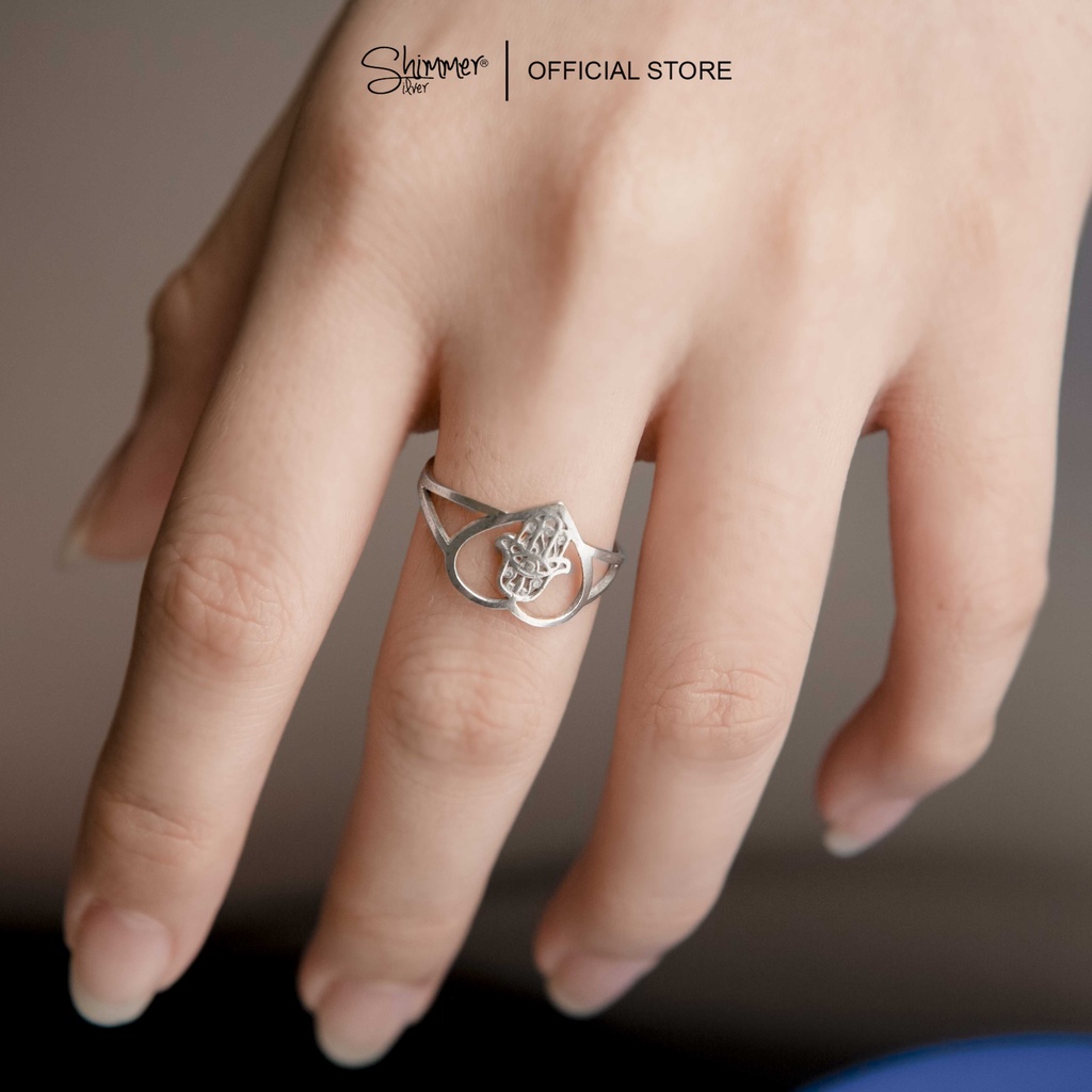Nhẫn Bạc 925 Shimmer Silver Hình Trái Tim Độc Lạ - Handed