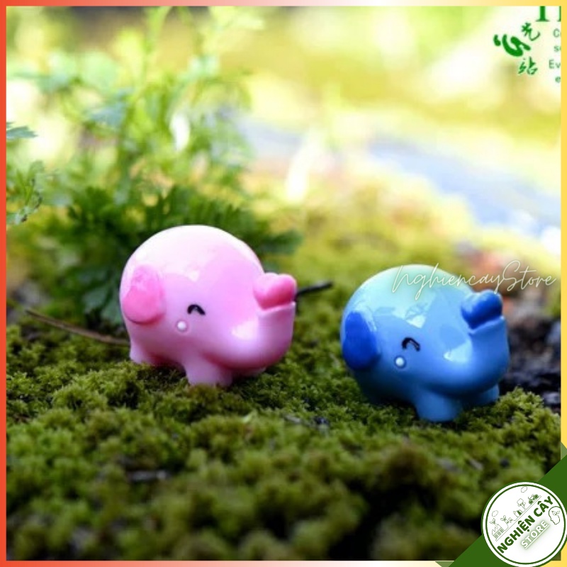 Phụ kiện Voi con đáng yêu trang trí tiểu cảnh, cây cảnh, sen đá