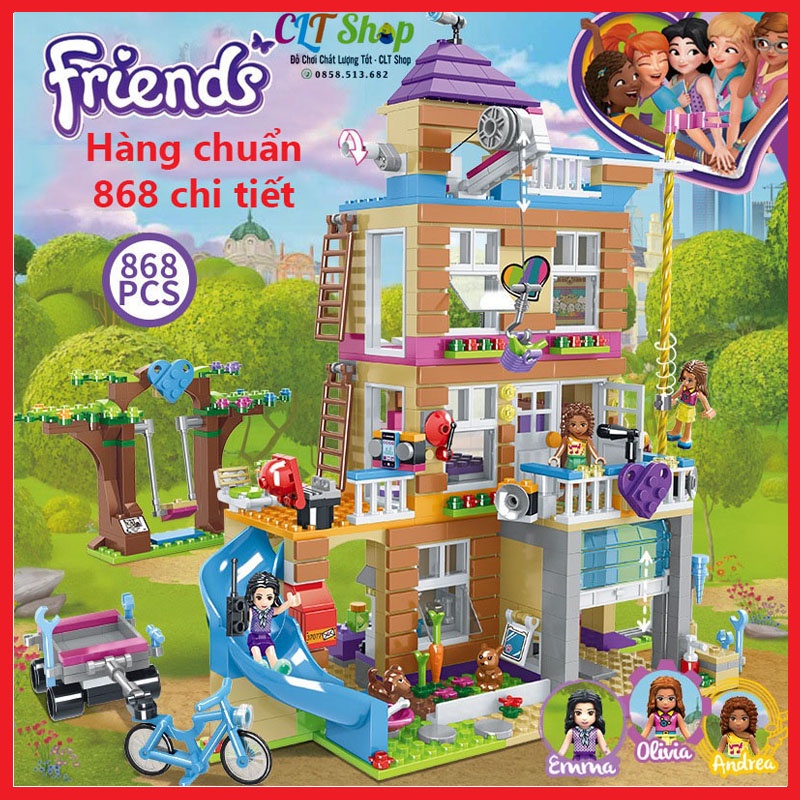 [đủ 868 chi tiết hàng loại 1] Đồ Chơi xếp hình lắp ráp Lego friends Ngôi Nhà Tình Bạn Model SX3012 Với