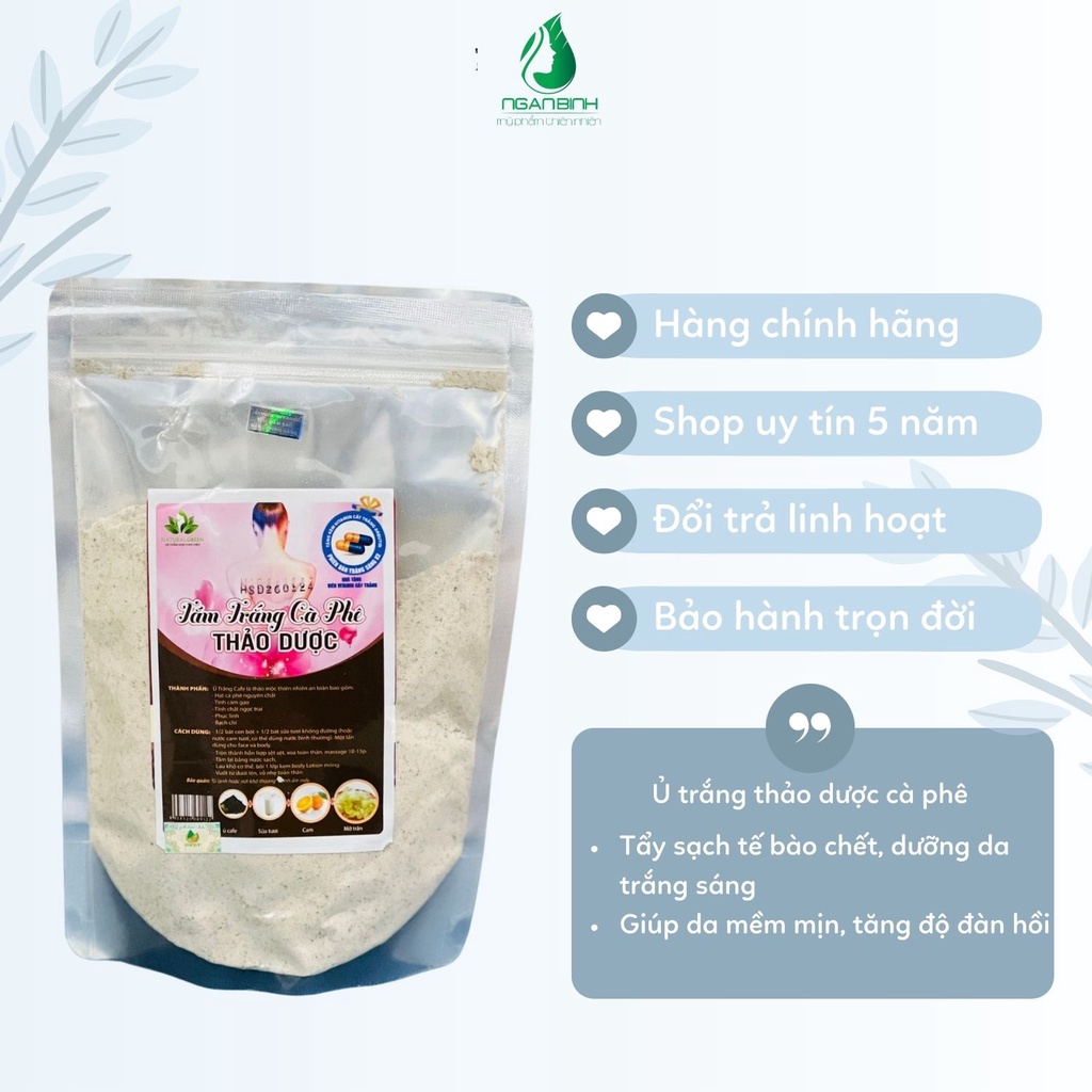 (Sỉ 1kg) Tắm trắng cafe thảo dược tắm trắng tại nhà an toàn, làn da mịn màng, trắng sáng