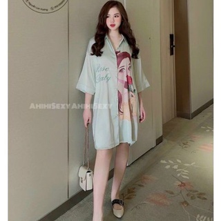 Đầm sơmi lụa latin loại 1, váy sơmi form rộng freesize