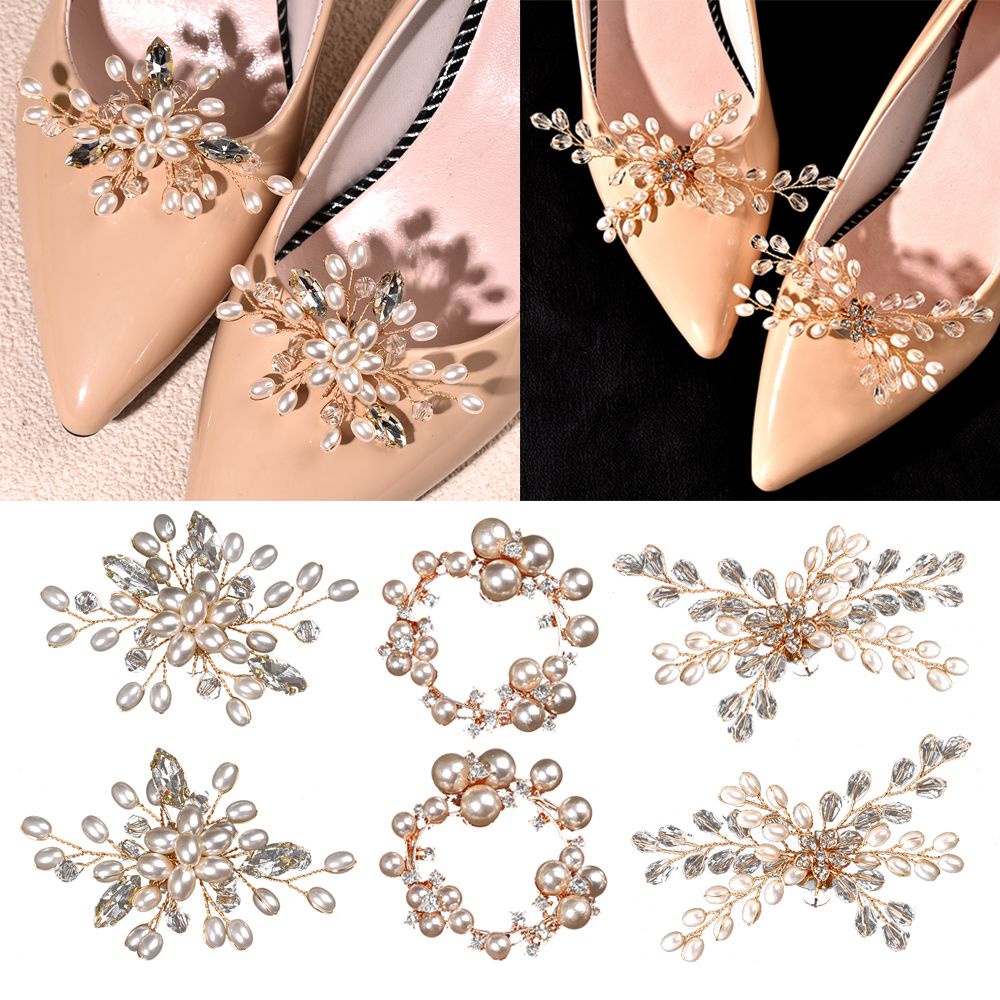 Cặp kẹp đính ngọc trai trang trí giày cao gót/ túi xách/ đám cưới