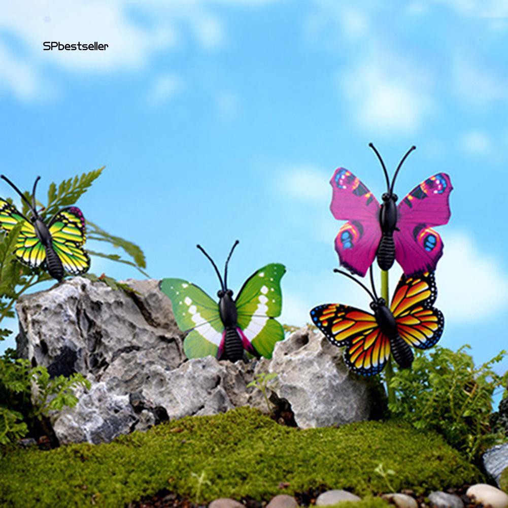 Bộ 4 con bướm 3D màu sắc trang trí cho khu vườn kích thước 4x4cm