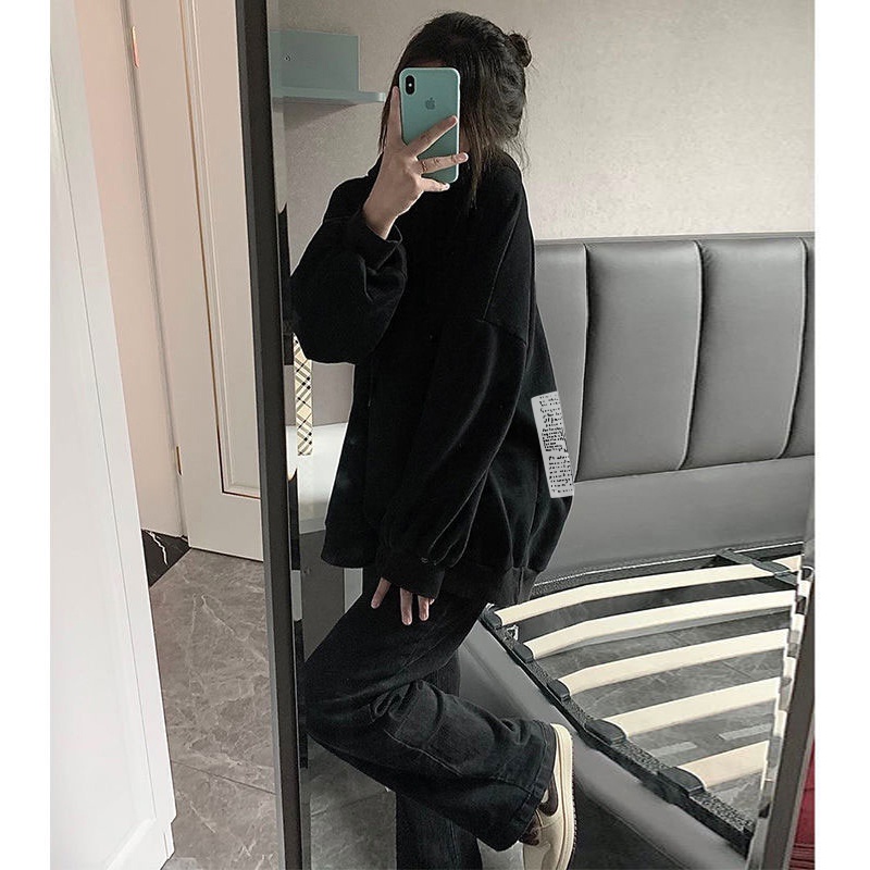 NRVP Áo Hoodie Nữ Tay Dài Dáng Rộng Thời Trang Phong Cách Hàn Quốc