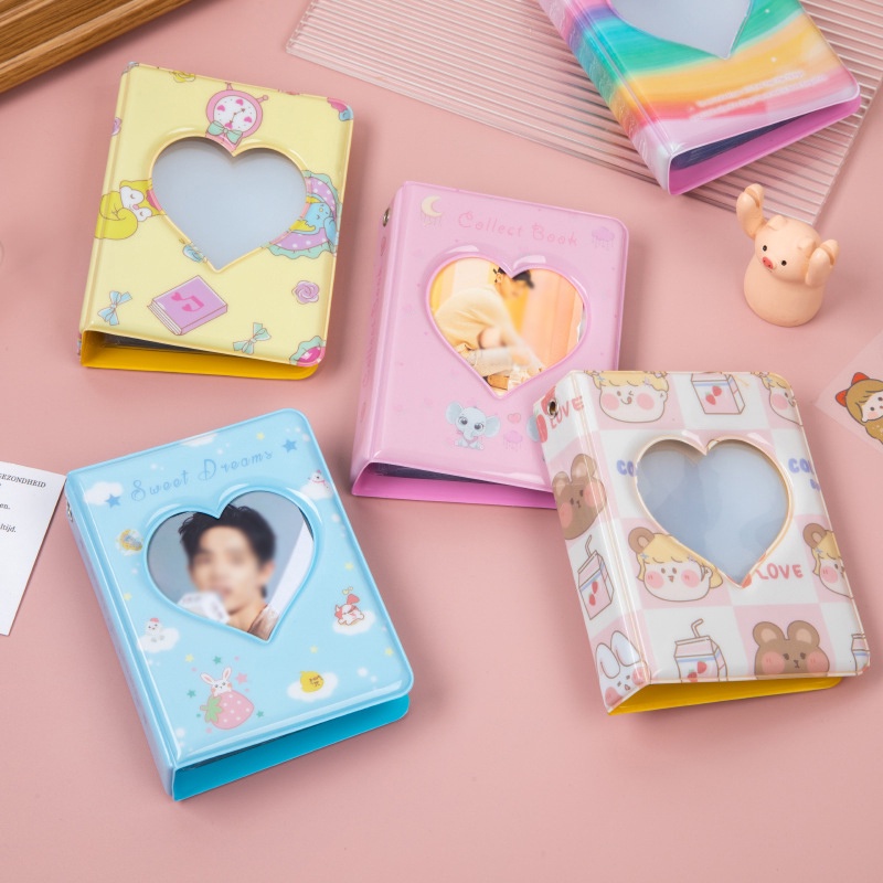Album Ảnh Hàn Quốc 3 Inch Nắp Vuông Mini 40 Ngăn Đựng Thẻ Sưu Tầm Hình Trái Tim Dễ Thương
