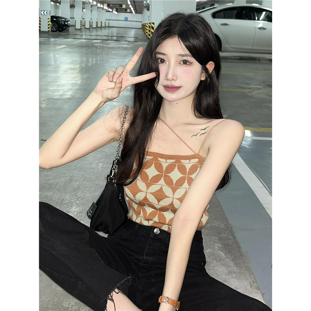 63658 Mùa Hè Phong Cách Mới Áo Yếm Dệt Kim Kẻ Sọc