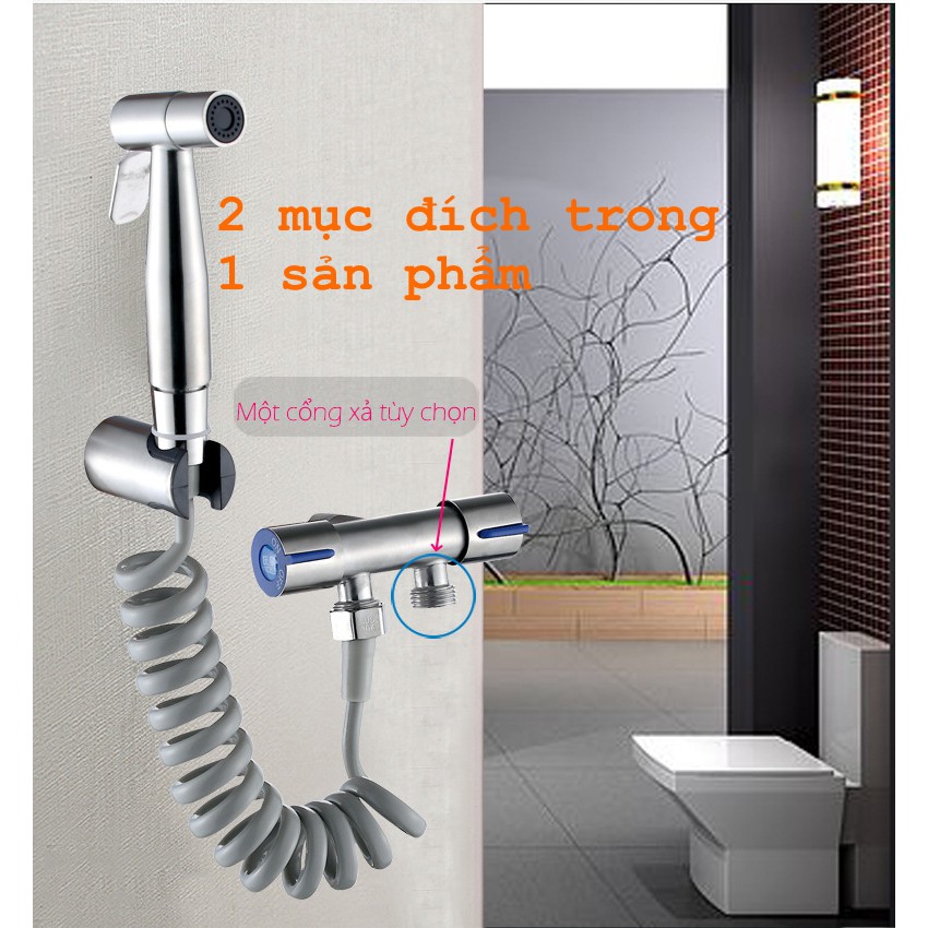 Bộ vòi xịt rửa, vệ sinh bồn cầu đa năng. Chất liệu Inox 304. Aone mall