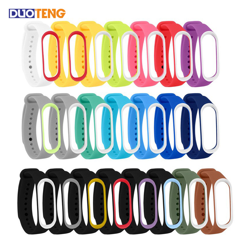 Duo Teng Dây Đeo Thay Thế Chất Liệu Silicon Màu Trơn Cho Xiaomi Mi Band 3/4