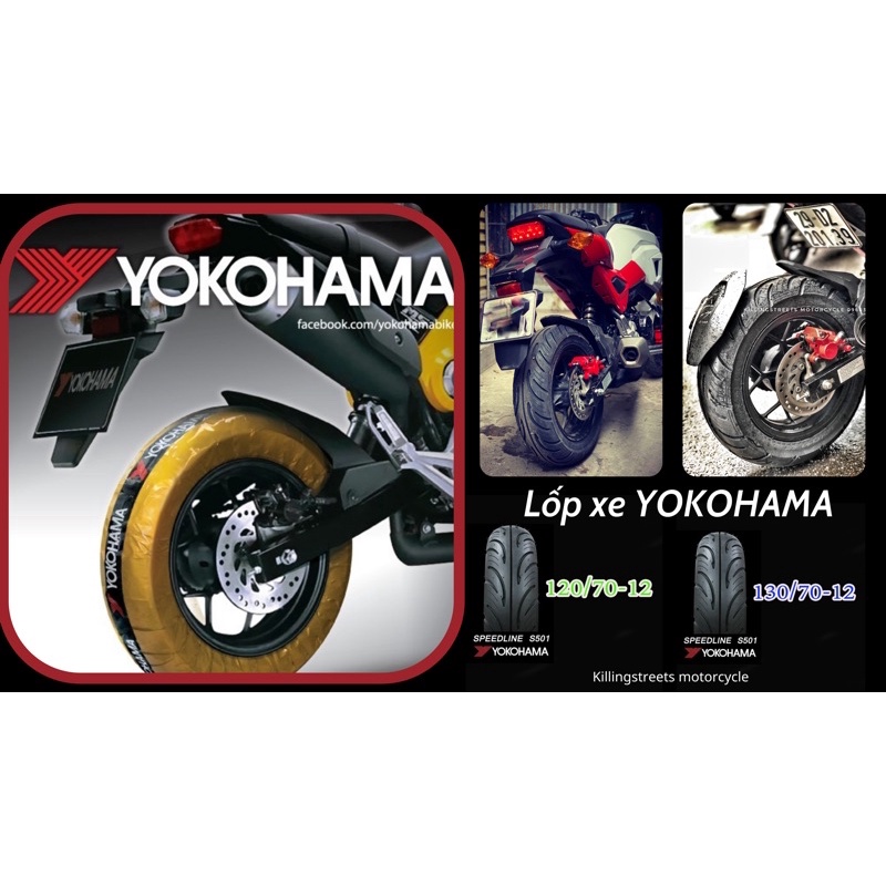 Lốp Yokohama Size120 vs 130 /70-12 hàng chính hãng của Nhật. MSX, MsxSF, TNT, Ducati MiNi