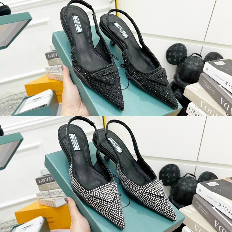 Sandal prd đá mũi nhọn gót nhú fullbox