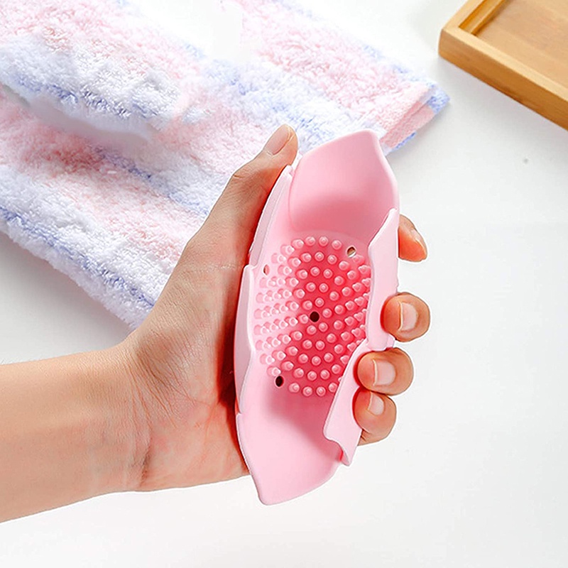 Bộ Khay Đựng Xà Phòng Bằng Silicone Có Rãnh Thoát Nước Tiện Dụng