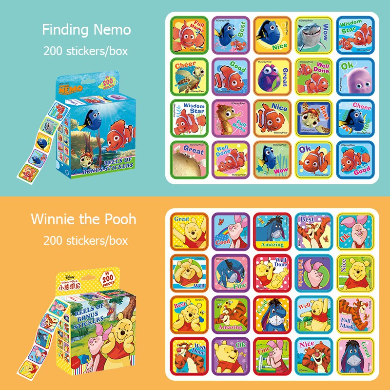 Cuộn 200 Sticker Khen Thưởng Cho Bé - Cuộn giấy dán trang trí đồ vật cơ thể hình công chúa Disney đáng yêu，Bộ Sưu Tập Hình Dán Siêu Nhân Spiderman Công Chúa Elsa Bé Cực Thích