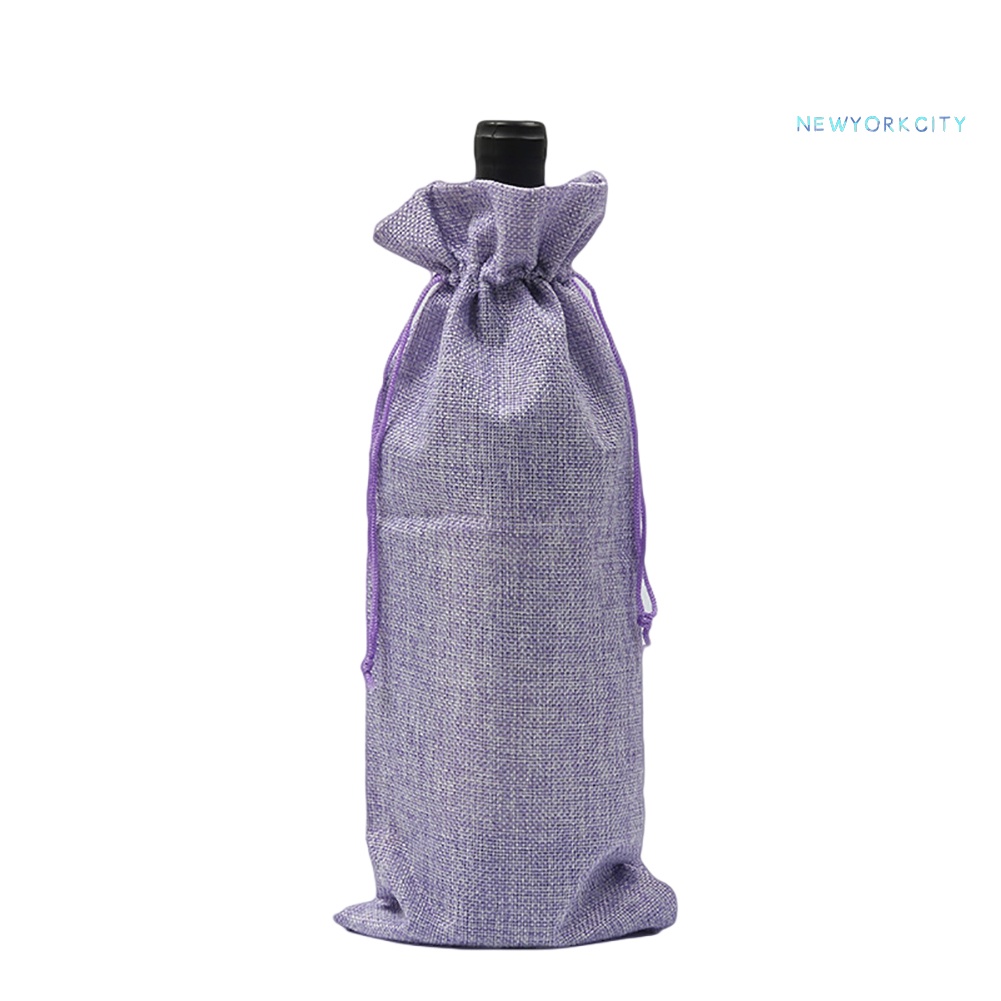 Vỏ Bọc Chai Rượu Bằng Vải Lanh Có Dây Rút Trang Trí Cho Tiệc Cưới