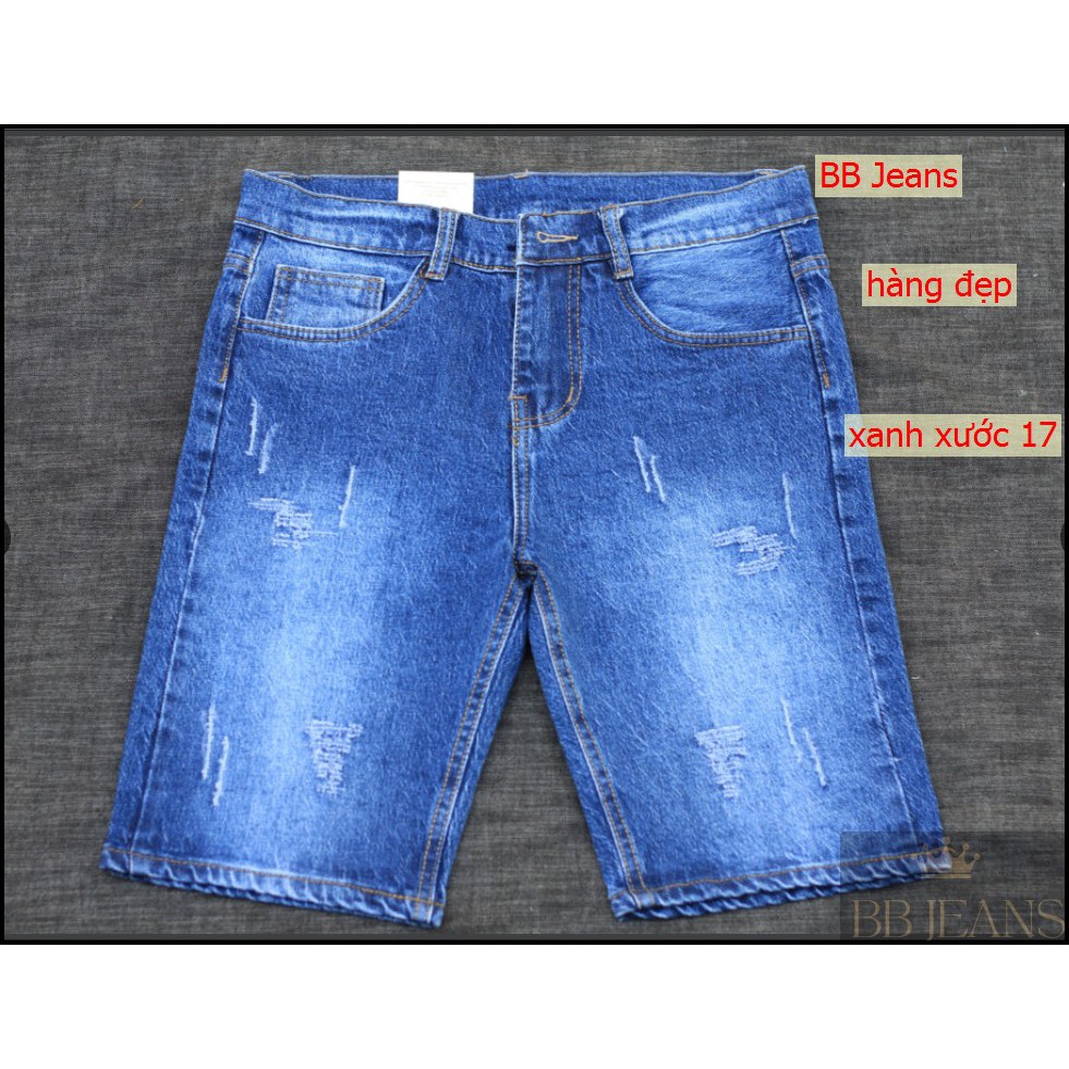 Quần Jean nam ngắn co dãn xanh xước 17 - quần short nam cao cấp  MSTN10