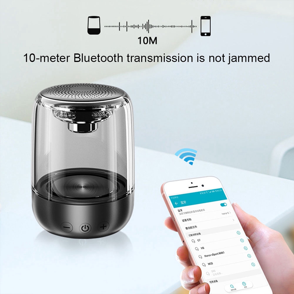 Loa Bluetooth 5.0 Trong Suốt Có Đèn Led 6d Âm Thanh Hifi Và Phụ Kiện