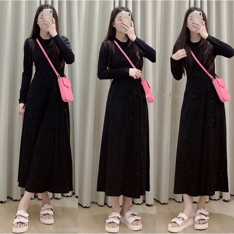 Đầm midi thun trơn - 3 màu