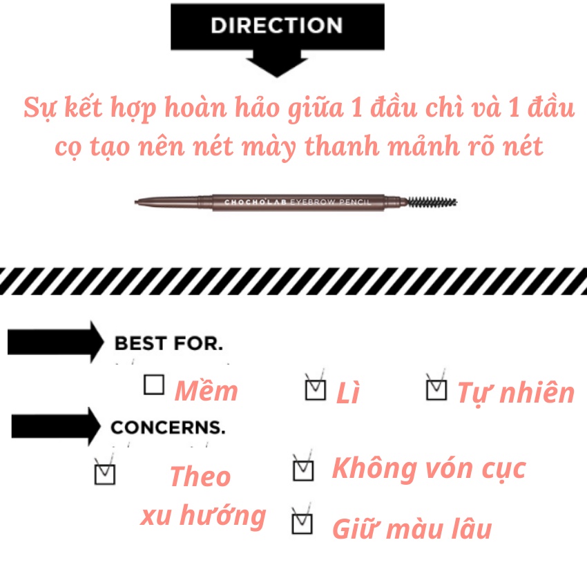 Chì Kẻ Chân Mày Lên Màu Chuẩn Đầu Chì Thon Gọn Chochoslab Eyebrow Pencil - KOBE YOUNG