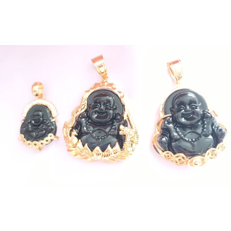 Mặt dây chuyền phật Di Lặc bọc thép titan không đen không gỉ cưòi vui vẻ bình an may mắn